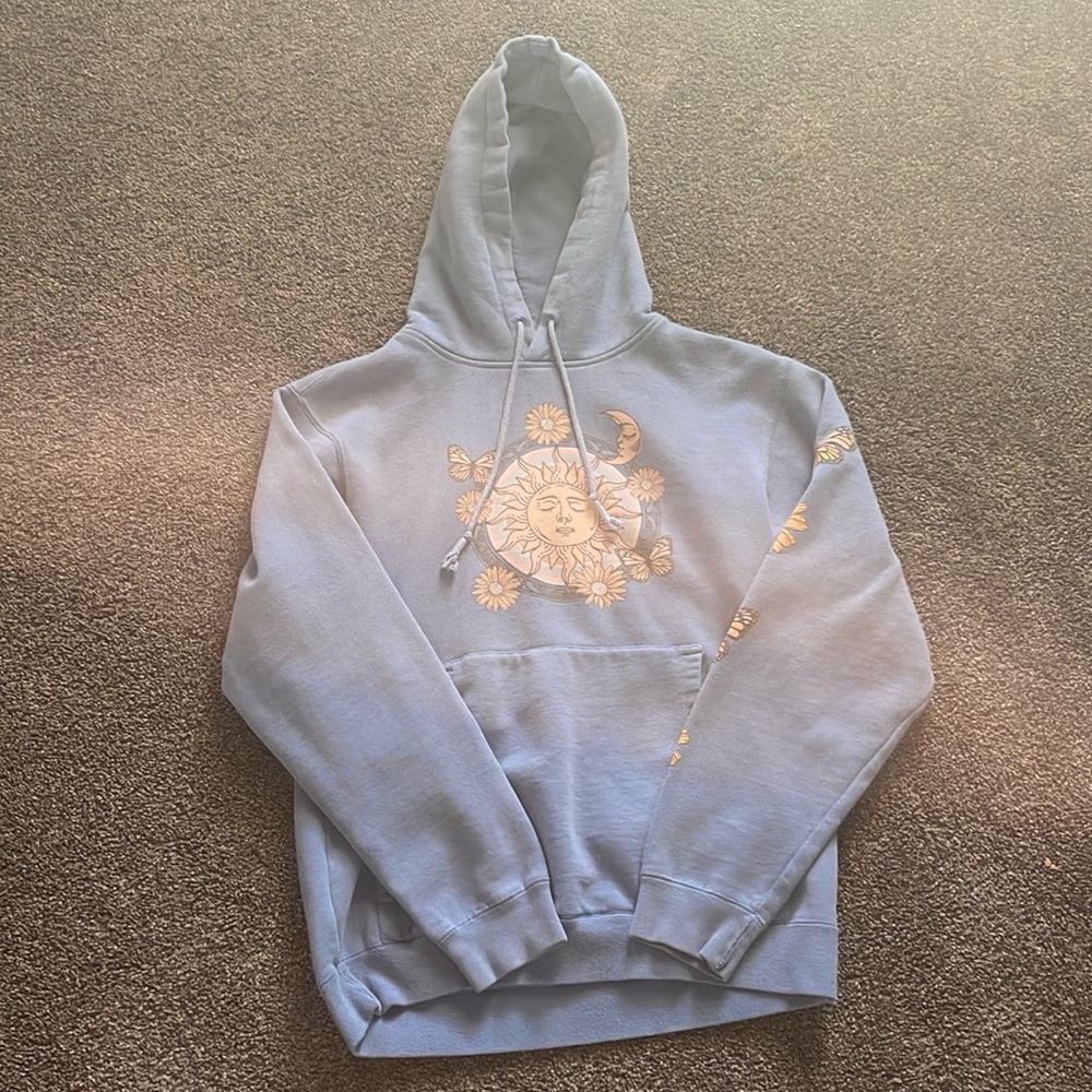 blue hoodie